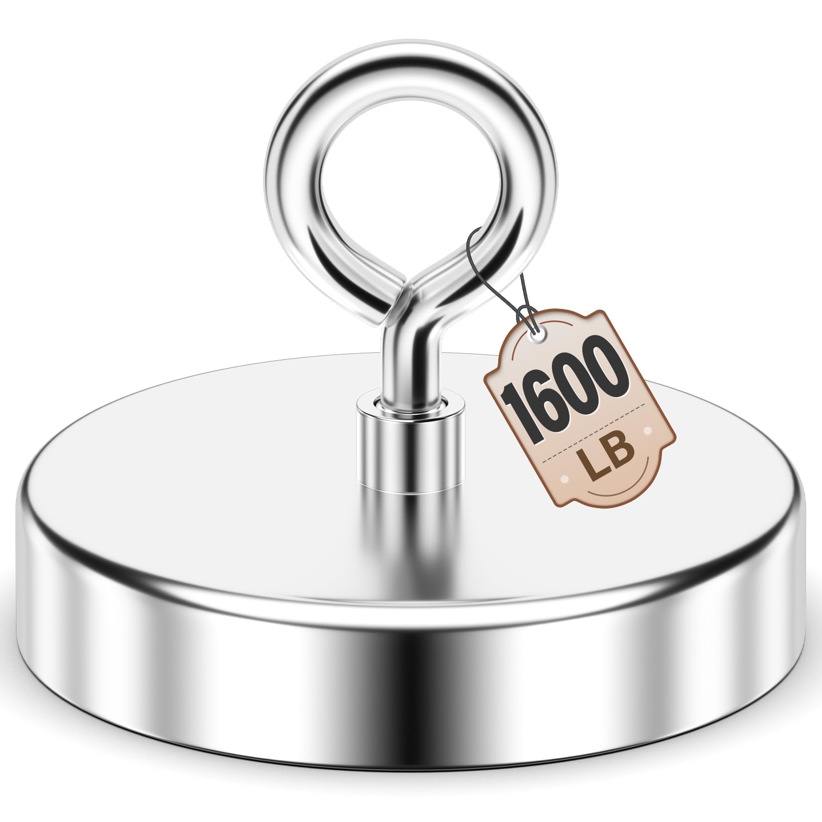 FINDMAG Super Strong Neodymium Fishing Magnets, 1600lbs Pulling Force Rare Earth Magnet Fishing with Countersunk Hole Eyebolt for Retrieving in River and Magnetic Fishing (120mm)