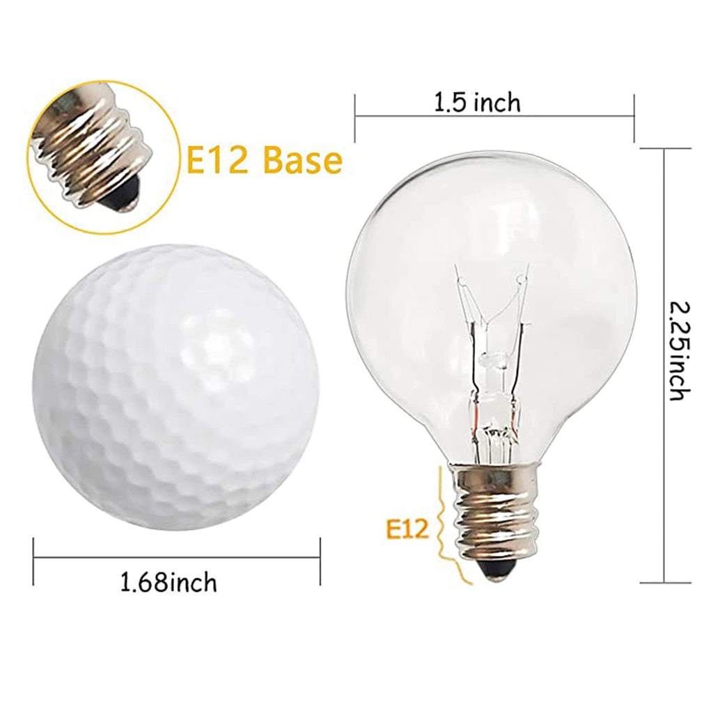 CHYParty G40 Replacement Bulbs Outdoor, 120V 5W Clear, E12 Base, 25PK