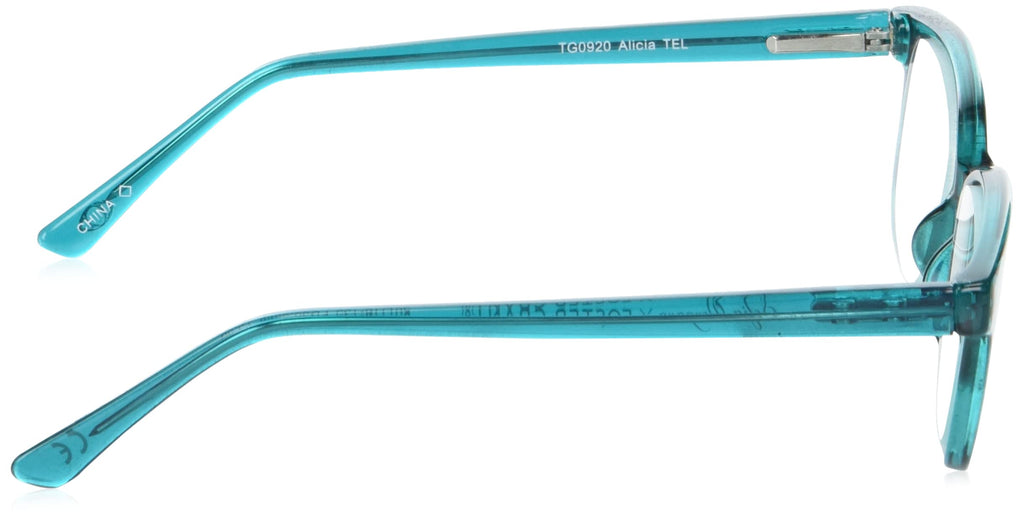 Foster Grant Sofia Vergara x Women's Alicia Reading Glasses Rectangular, Crystal Teal, 50 mm + 2.5