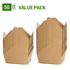AICHEF 50 Pack 70 oz Large Take Out Food Containers - Heavy Duty Microwavable Kraft Brown Paper To Go Box #3 - Grease Resist Paper Lunch Box Cardboard Take Out Box for Restaurant, Household, Party