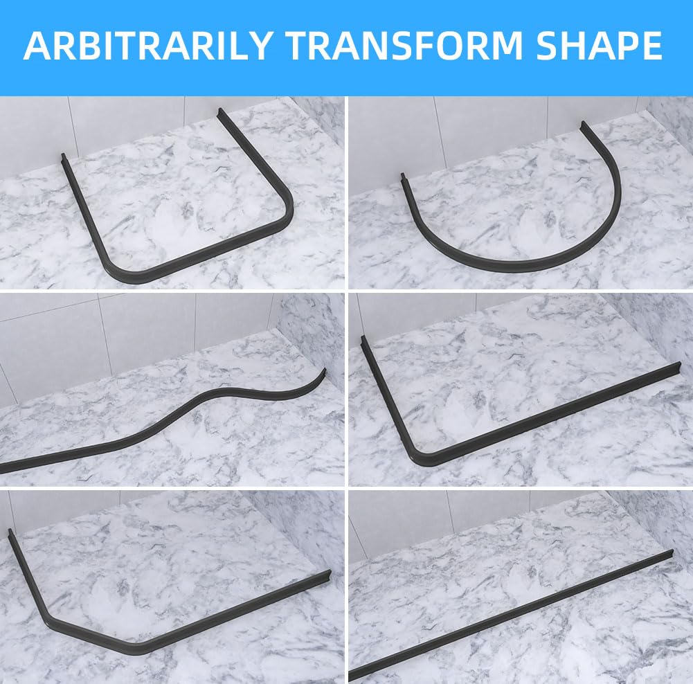 Duzzy 118 Inch Collapsible Shower Water Dam Shower Stopper Barrier and Retention System and Keeps Water Inside Threshold Dry and Wet Separation Suitable for Bathroom and Kitchen
