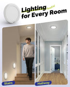 Aggforbl 2PCs 10,000mAh Rechargeable Ceiling Light with Remote, Wireless Waterproof Shower Lights 3000K/4000K/6000K, Battery Powered Light for Closet Battery Operated, Motion Sensor Lights No Wiring