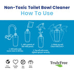 Truly Free Toilet Bowl Cleaner - Heavy-Duty Stain Remover - Septic Safe, Plant-Based Formula - Fresh Peppermint Scent - 2 Refills (3oz) with Empty Refillable Bottle