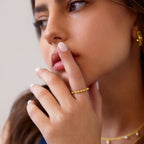 PAVOI Spinning Anxiety Ring - Beads - Yellow Gold