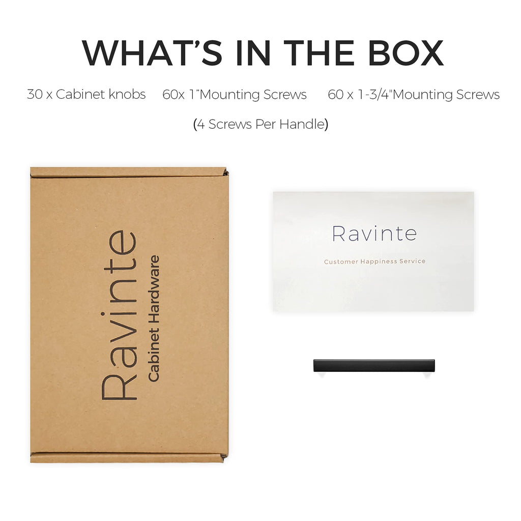 Ravinte 30 Pack Solid 3 Inch Center to Center Slim Square Bar Drawer Handles Kitchen Cabinet Handles Black Drawer Pulls Kitchen Cabinet Hardware Matte Black Dresser Pulls for Cupboard