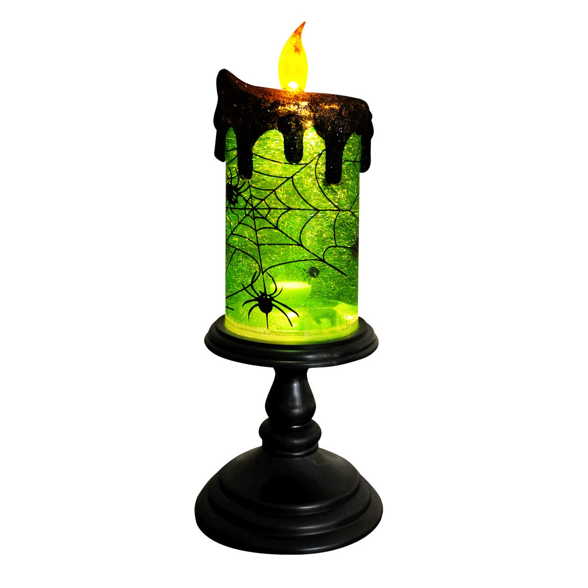Eldnacele Spider Halloween Snow Globe Flameless Candle Battery Operated