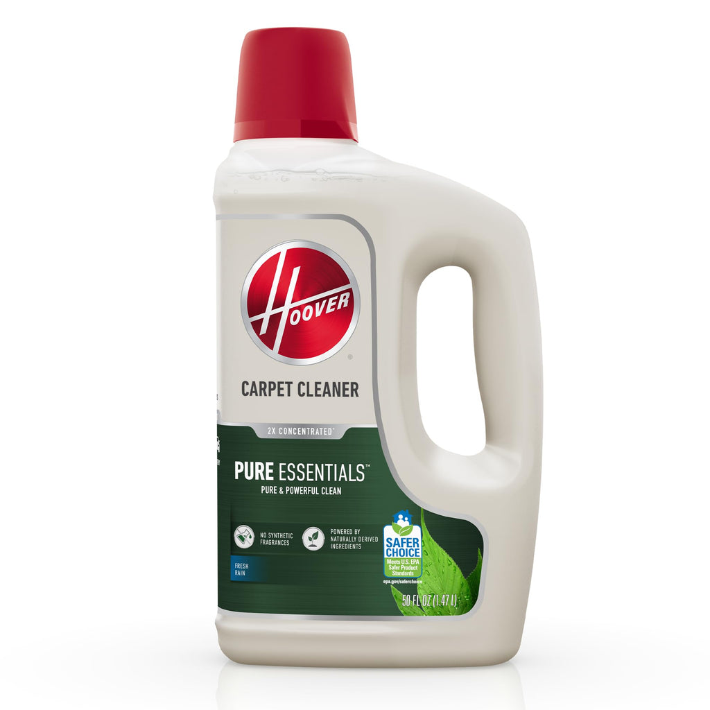 Hoover Pure Essentials Carpet Cleaner Solution, 50 oz., Fresh Rain Scent, Natural Plant Based Formula, Deep Cleaning Carpet Shampoo Solution, Pair with Hoover Carpet Cleaner Machine
