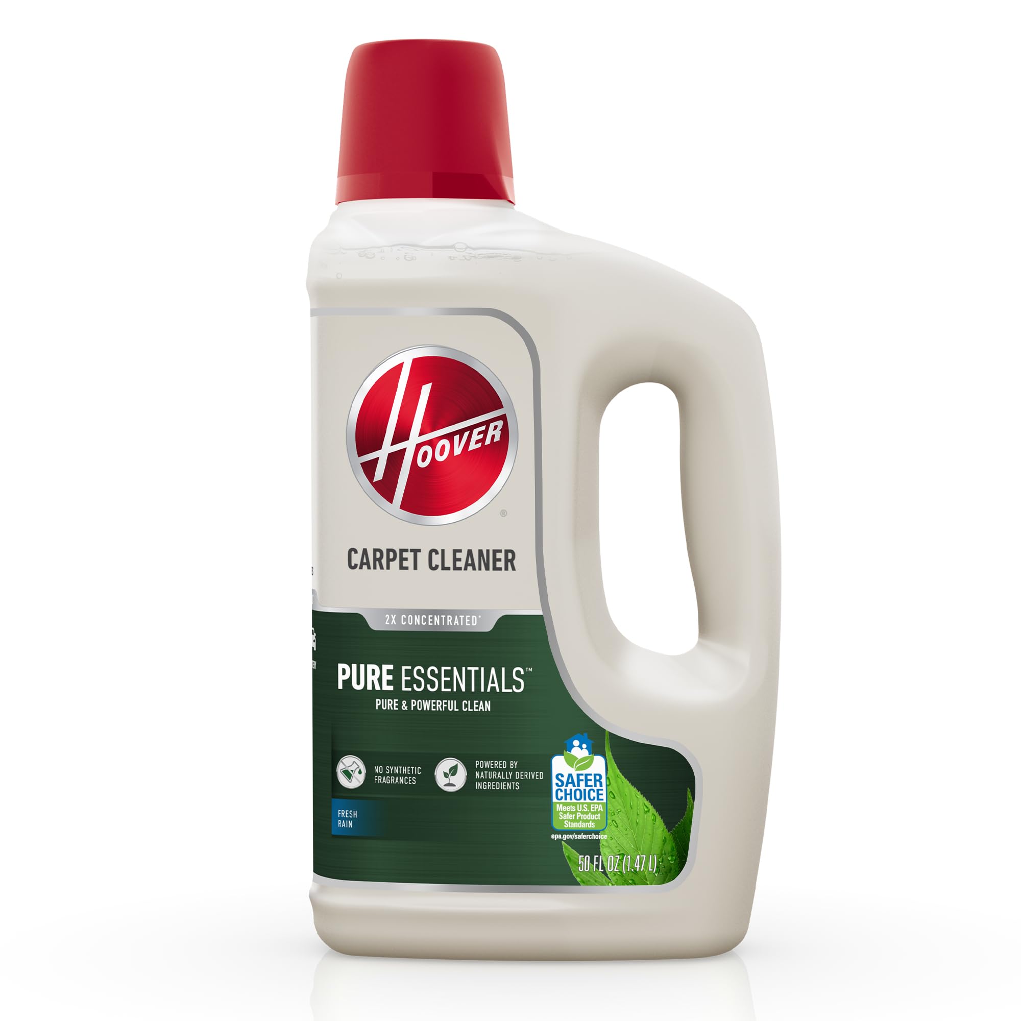 Hoover Pure Essentials Carpet Cleaner Solution, 50 oz., Fresh Rain Scent, Natural Plant Based Formula, Deep Cleaning Carpet Shampoo Solution, Pair with Hoover Carpet Cleaner Machine