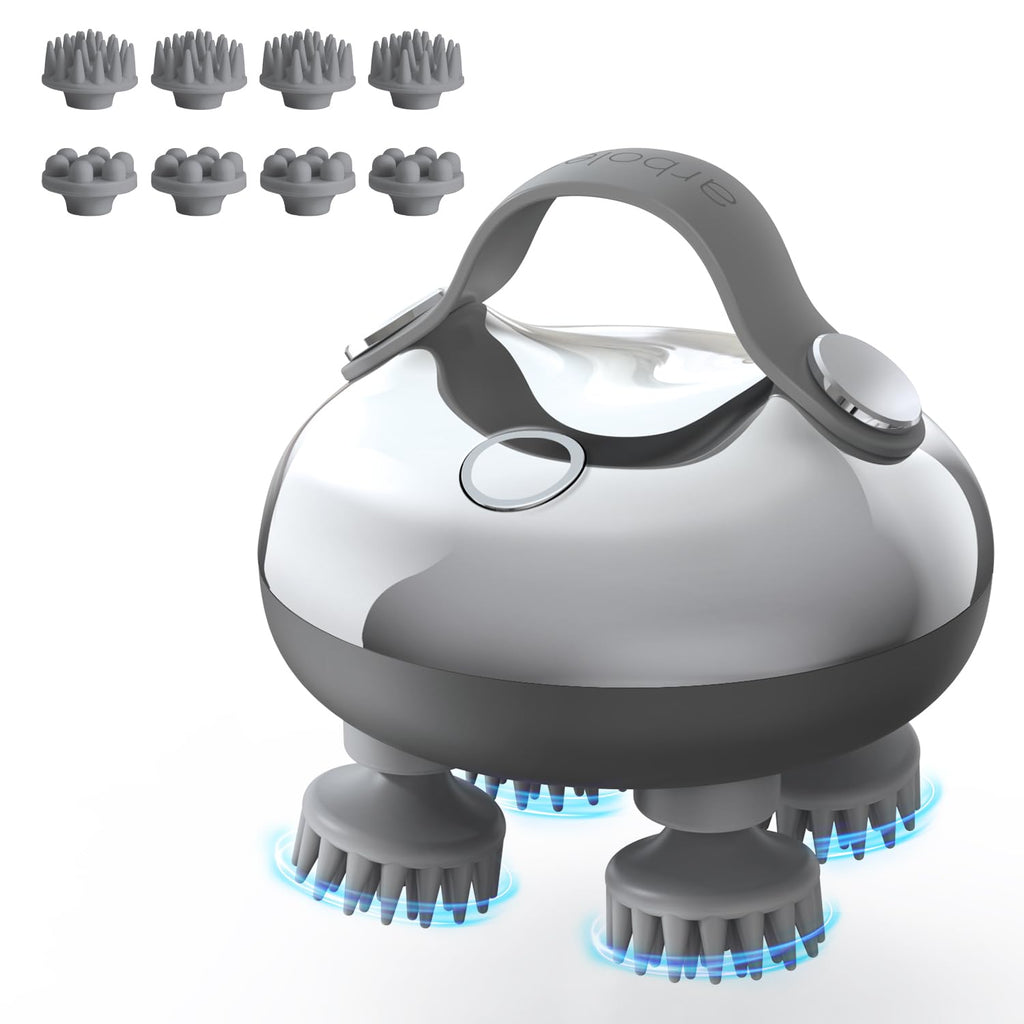 arboleaf Scalp Massager Rechargeable Head Massager Scalp Stress Relax, Waterproof Handheld Hair Scratcher with 8 Removable Massage Claws, Gift for Dad Mom