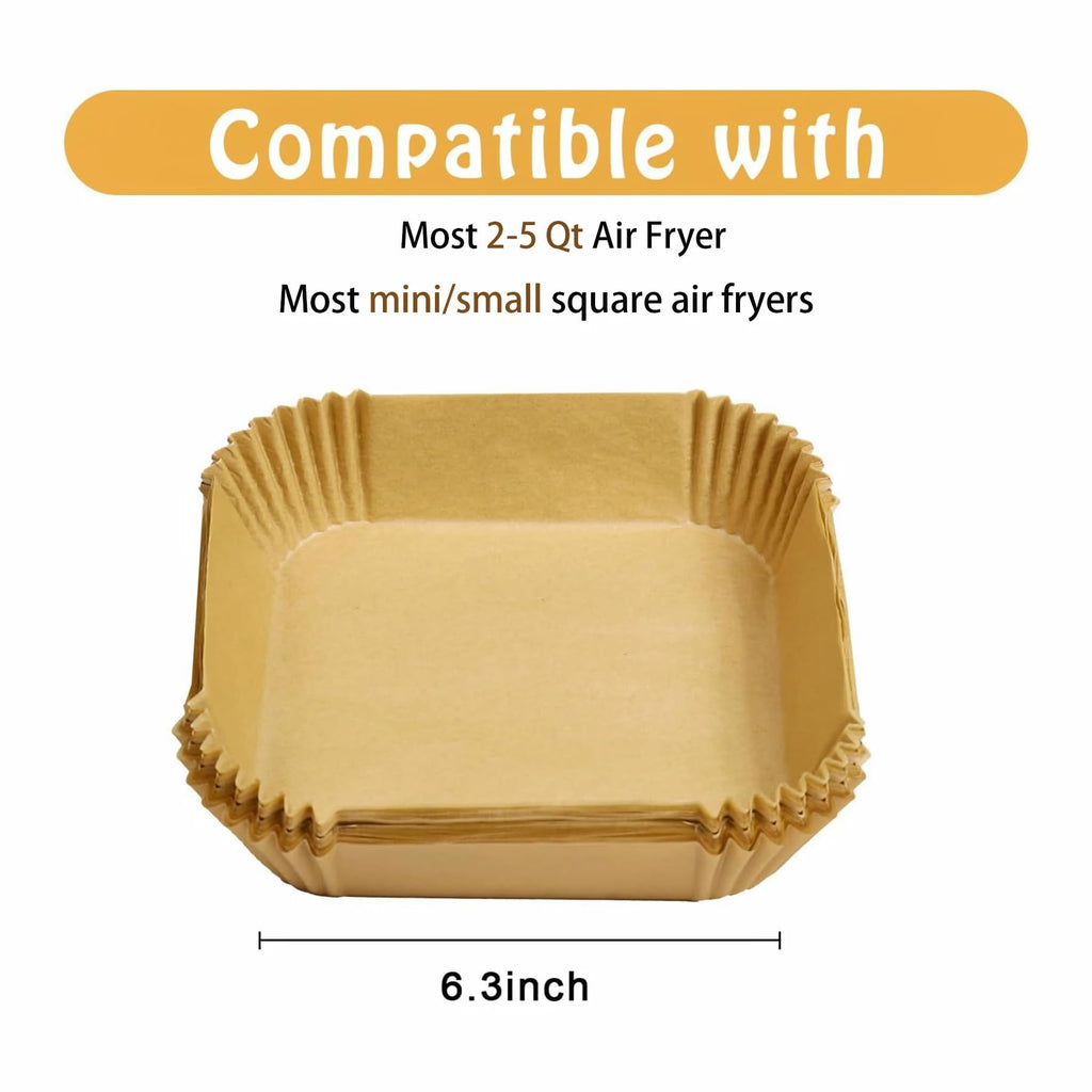 Air Fryer Liners Disposable for Most Small Air Fryer 2-5 Qt, 150 Pcs Square Parchment Paper Mini Air Fryer Liners for 2-5 Qt