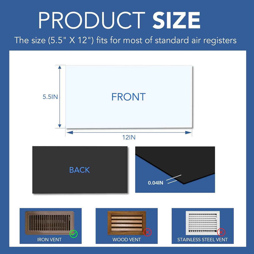 DIYMAG 8Pack Strong Magnetic Vent Covers, DecorativeVents Cover for Floor Standard Air Registers 5.5" x 12" for Floors Wall and Ceiling Register Homes and RV HVAC