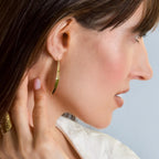 Long 14K Gold Plated Earrings for Women - Bar Pull Through Threader Dangles