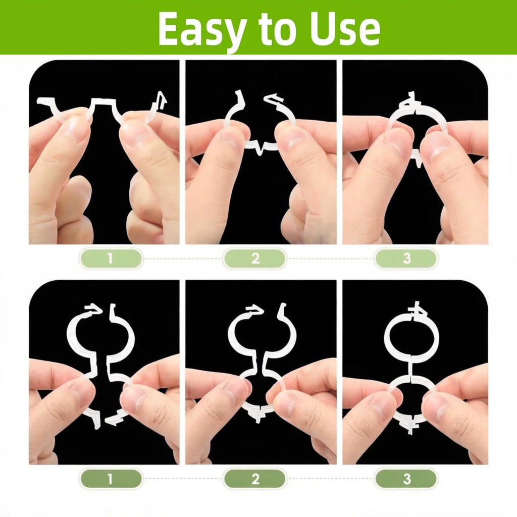 Hytihtu 50Pcs Plant Support Clips Plastic Trellis Clips, Tomato Vine Clips