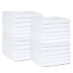 Amazon Basics Face Towel Set for bathroom, 100% Cotton Extra Absorbent Fast Drying Face Cloths 30 x 30 cm, White, 24-Pack