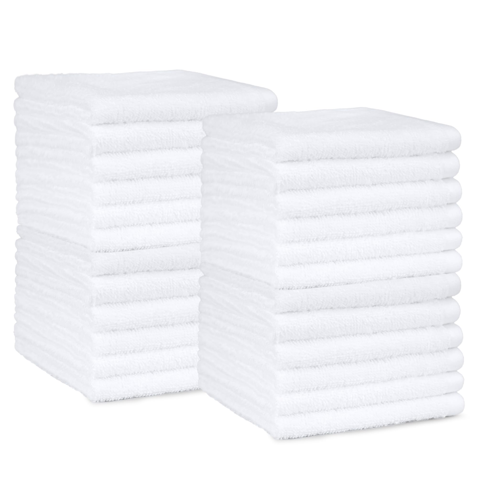 Amazon Basics Face Towel Set for bathroom, 100% Cotton Extra Absorbent Fast Drying Face Cloths 30 x 30 cm, White, 24-Pack