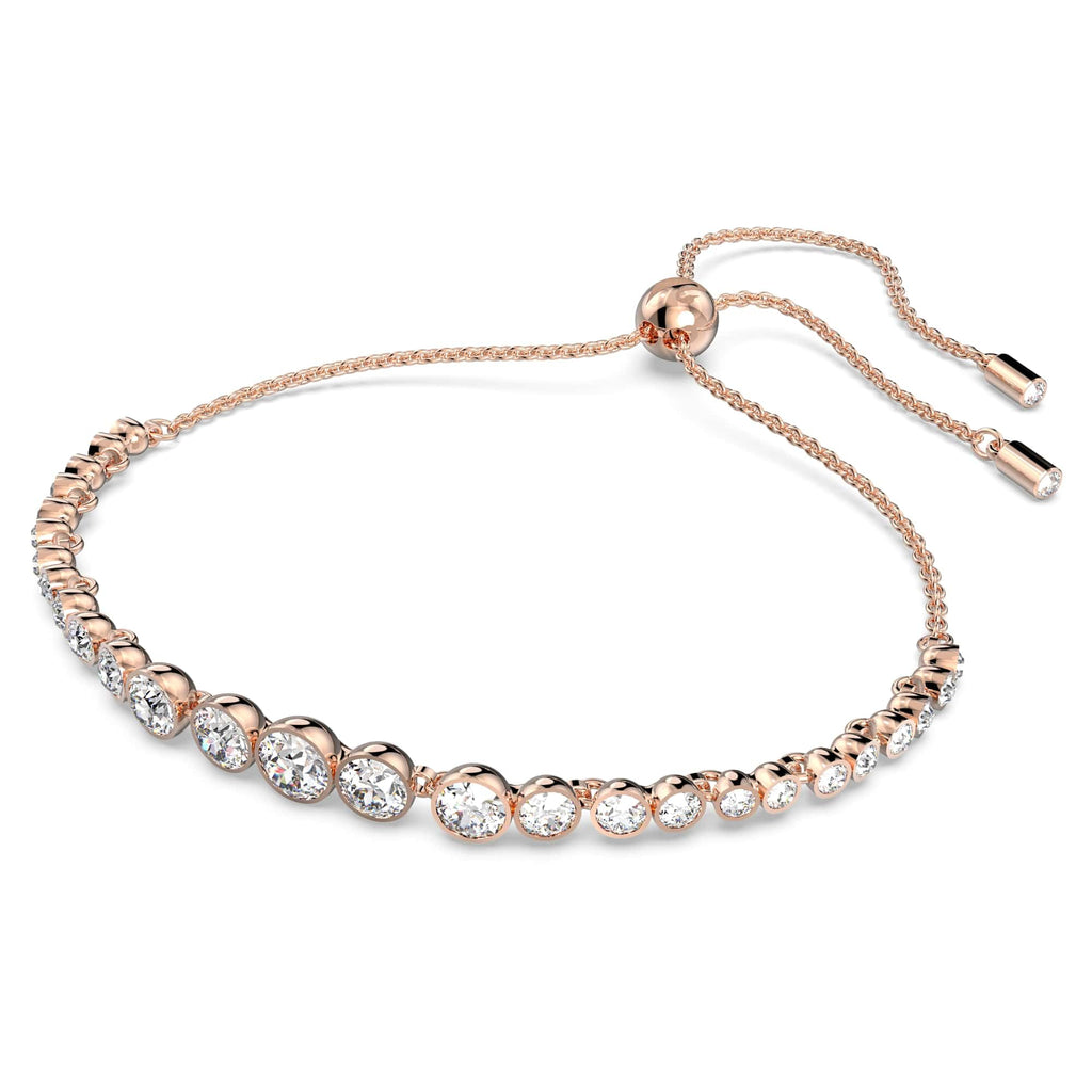 Swarovski Bracelet with White Crystal Details on a Rhodium-Finish Cuff Setting, Size M, Part of the Emily Collection