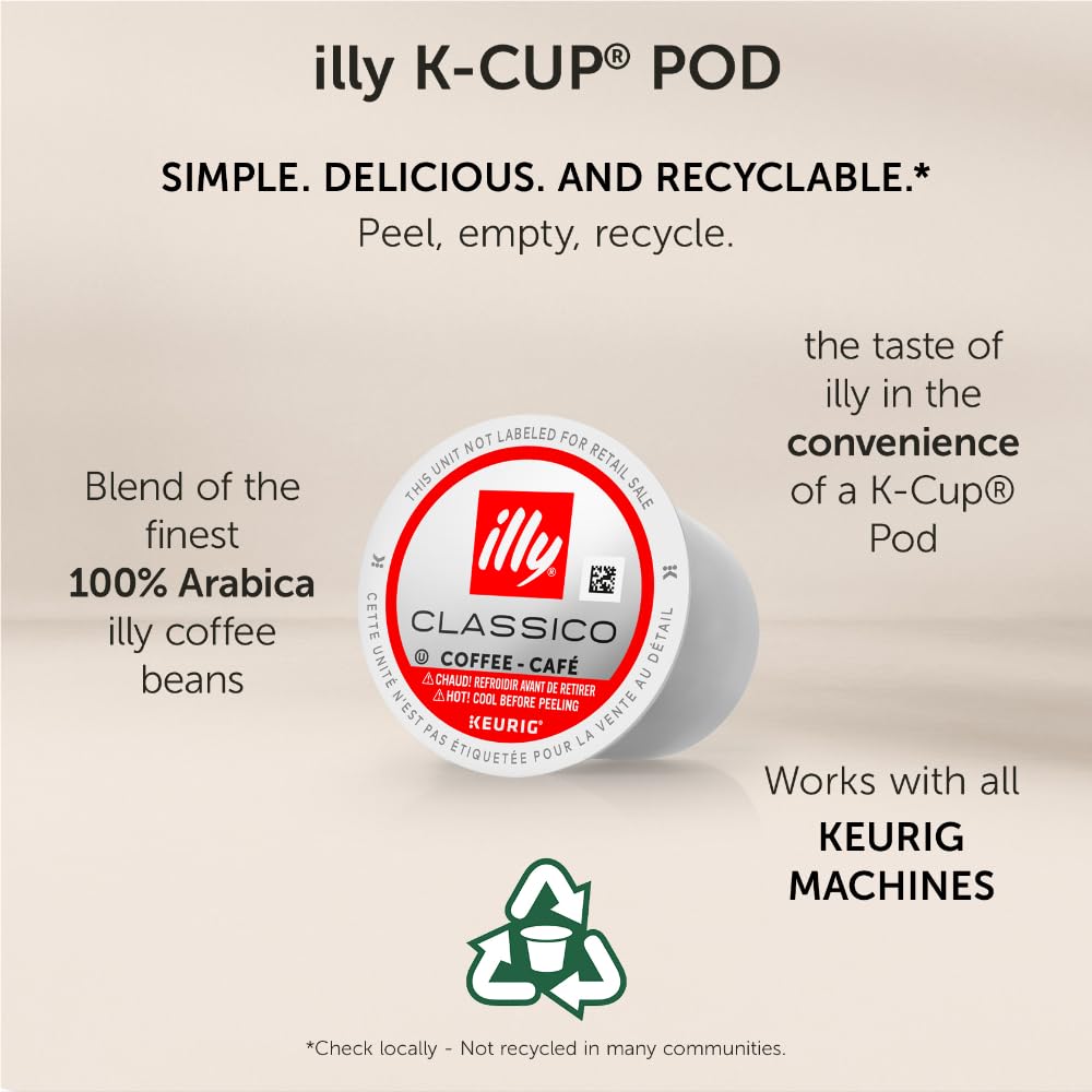 illy Coffee K Cup Pods, Classico Medium Roast, 32 Count, 1 Pack