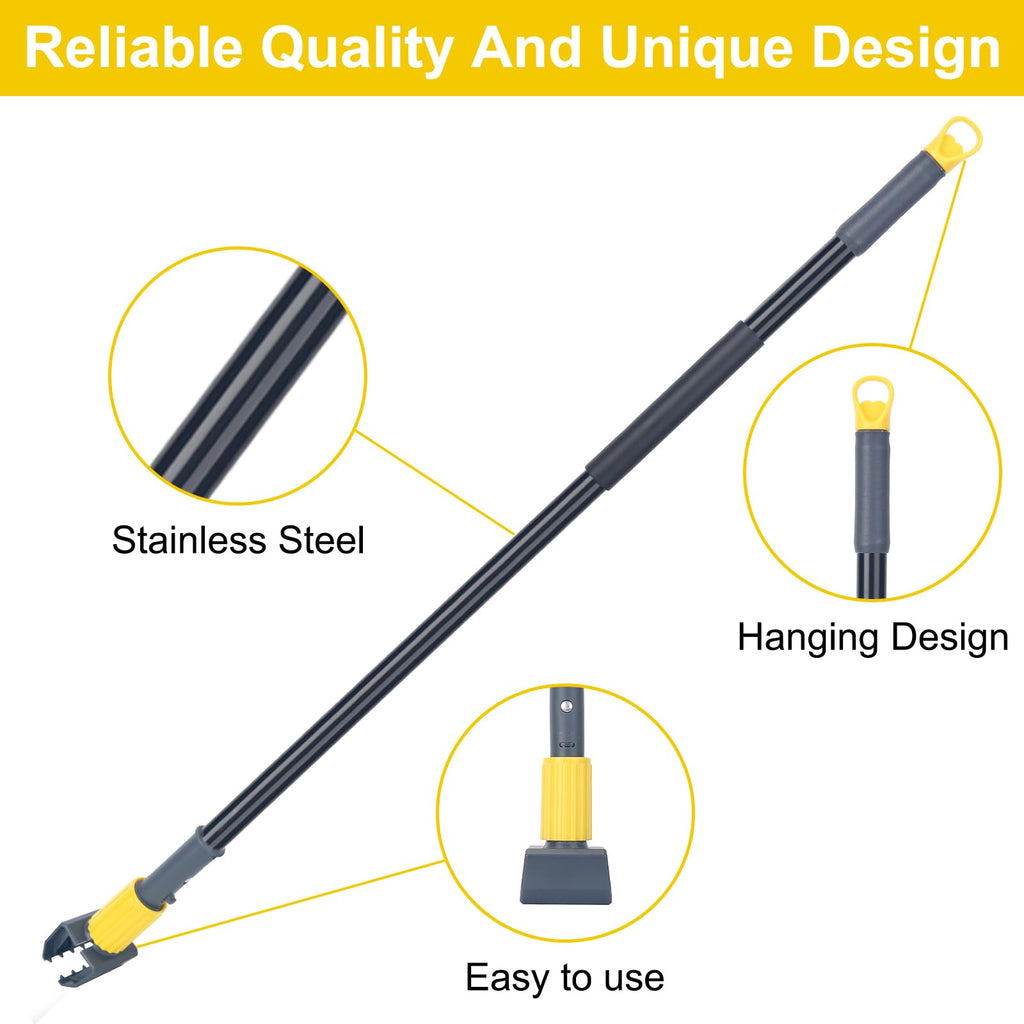 KeFanta Metal Mop Handle Commercial Heavy Duty,58" Industrial Mop Stick with Jaw Clamp,Wet Gripper Mops Head Replacement Holder for Floor Cleaning(6 Pack)