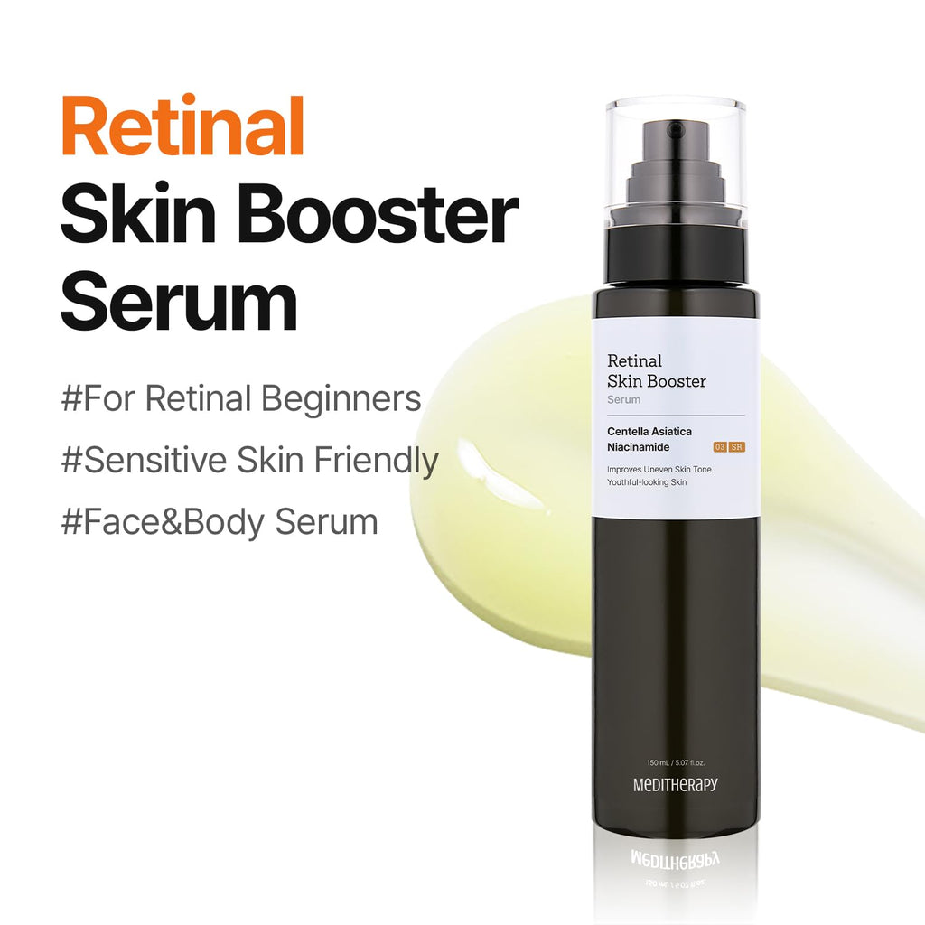 MEDITHERAPY Retinal Skin Booster Serum – Gentle Daily Serum for Beginners, Lightweight Face & Body Serum – Smooth Texture & Pore Care – Korean Skincare, 5.07 Fl. Oz