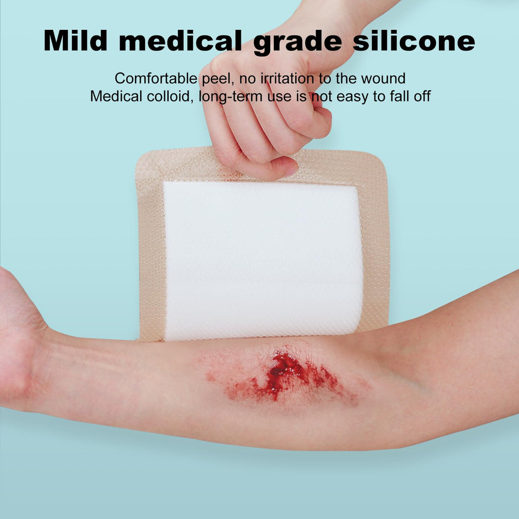 Silicone Foam Dressing 6x6 Gentle Border, Super Absorbent Wound Dressing, Bed Sore Patches, Waterproof Silicone Bandages for Wounds Care, Self Adhesive Pressure Sore Pads (20)