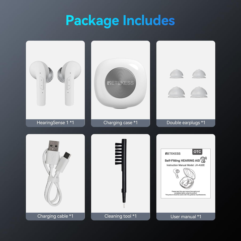 Retekess Hearing Sense Hearing Aids with Bluetooth, OTC Rechargeable Hearing Aids with Noise Cancellation, APP Hearing Amplifiers with Anti-Whistling System,Idear Gift for Mild Hearing Loss