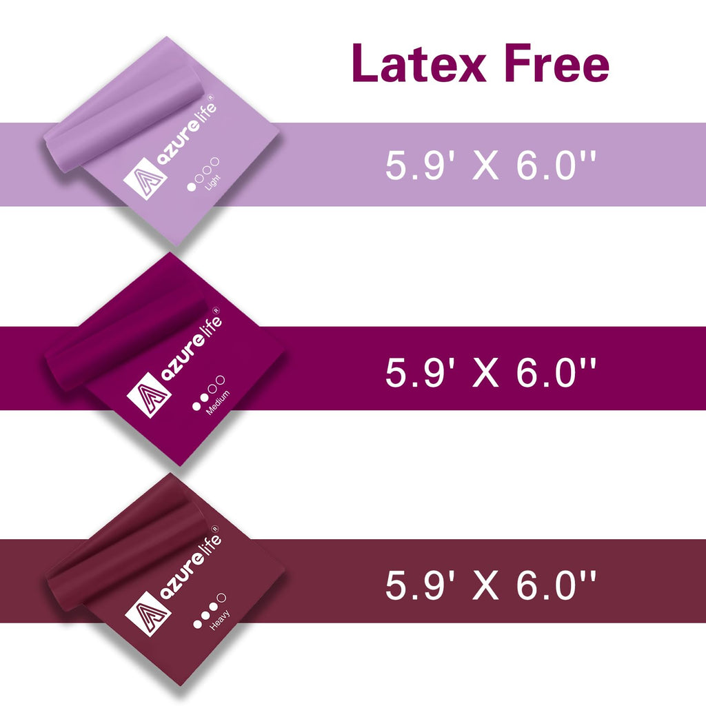 A AZURELIFE Resistance Bands,Professional Long Non-Latex Elastic Stretch Bands,Exercise Bands for Physical Therapy, Yoga, Pilates, Rehab, at-Home or The Gym Workouts, Strength Training