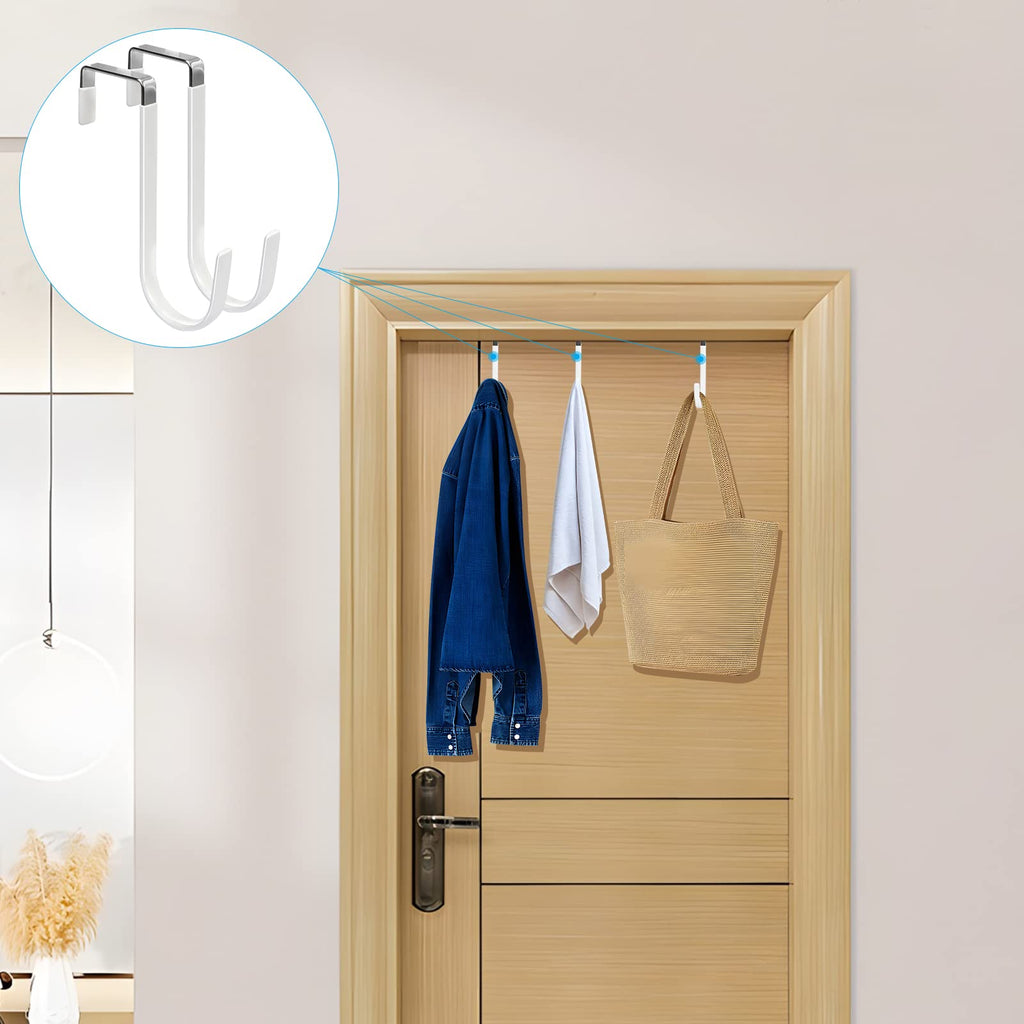 FYY Over the Door Hooks, Single-Hanger 4 Pack, Fits Doors 1 3/8" White
