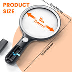 Magnifying Glass with Light Large 5" Lens, Handheld Illuminated Lighted Magnifier 24LED 1UV Light for Seniors, Reading, Coins, Jewelry, Close Work