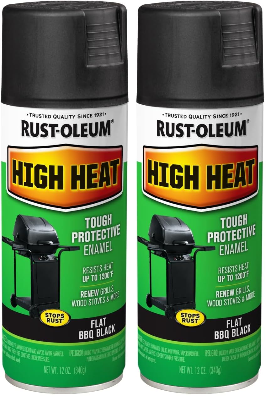 Rust-Oleum 7778830 High Heat Spray Paint, 12 Ounce, Bar-B-Que Black, 12 Fl Oz (Pack of 2)