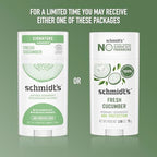 Schmidt's Aluminum-Free Vegan Deodorant Fresh Cucumber 4 Count for Women and Men, with 24 Hour Odor Protection, Natural Ingredients, Cruelty-Free, 2.65 oz