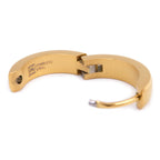 Pair Stainless Steel Bevel Edge Hoop Huggie Men Earrings Gold-tone Color 16mm
