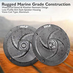 Pyle Low-Profile Waterproof Marine Speakers - 100W 4 Inch 2 Way 1 Pair Slim Style Waterproof Weather Resistant Outdoor Audio Stereo Sound System w/ Blue Illuminating LED Lights - Pyle (Black)