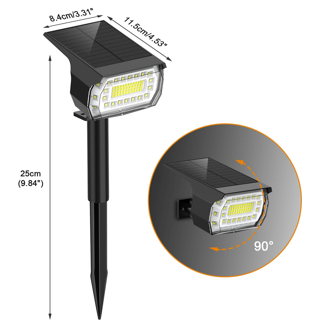 LANSOW Solar Spot Lights Outdoor, [2 Pack/76 LED] 2-in-1 Solar Landscape Spotlights, 3 Modes IP65 Waterproof Dusk to Dawn Solar Powered Flood Wall Lights for Outside Yard Garden Path(Cool White)
