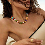 INNERDIVA Chunky Beaded Necklace for Women Colorful Bead Choker Jewelry
