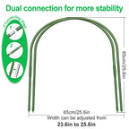 FOTMISHU 6Pcs Greenhouse Hoops, 23.6" x 25.6" Garden Hoops Rust-Free Grow Tunnel 4.9ft Long Steel with Plastic Coated Support Hoops Frame for Garden Fabric, Plant Support Garden Stakes