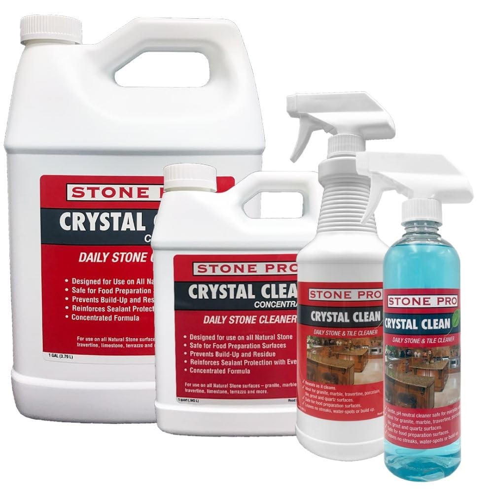 StonePro Crystal Clean - PH Neutral Cleaner for Stone Surfaces (Ready-To-Use Spray, 16 oz)