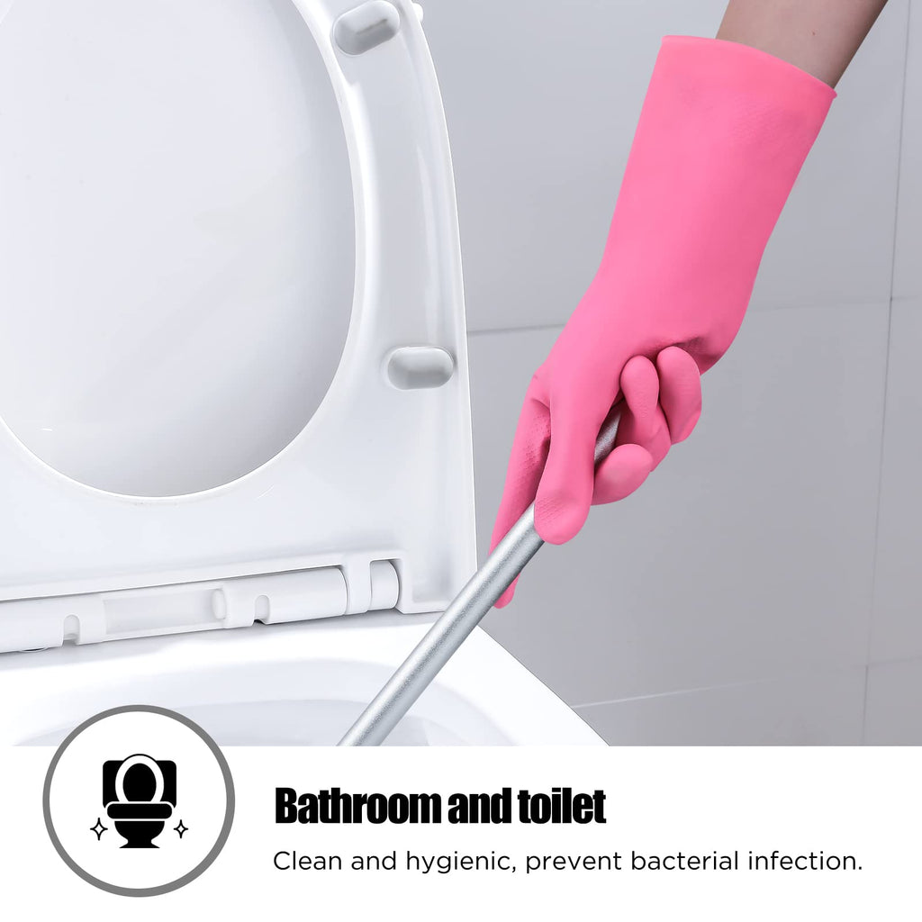 IUCGE Rubber cleaning gloves pink 6 Pairs for Household,Reuseable dishwashing gloves for Kitchen.(6,Large)