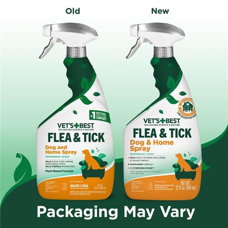 Vet's Best Indoor Flea & Tick Home Spray for Dogs, Plant-Based Spray, 32 oz