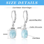 Larimar Dangle Earrings,925 Sterling Silver Gemstone Larimar Drop Earrings for Women