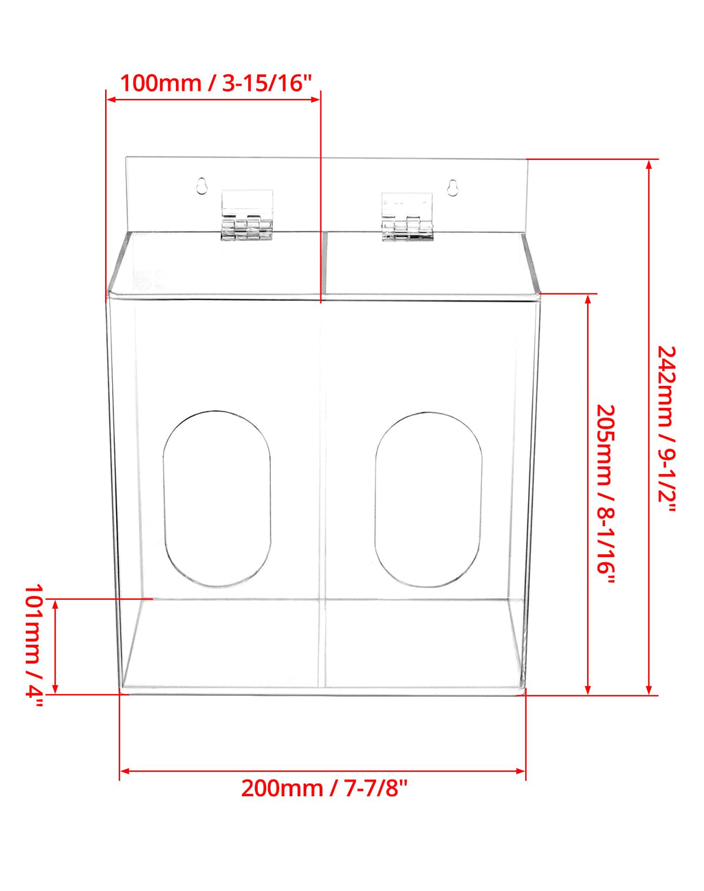 QWORK Clear Acrylic Mask and Glove Organizer – Dual Compartment Dispenser for Office & Home Use