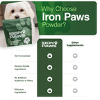 Iron Paws Human-Grade Superfood For Dogs, Premium Greens Powder Supplement For Dental Health, Longevity, Hip & Joint, Gut Health, Allergies, Immune Support, Skin & Coat - 3.5 oz Nutrient Dense Formula