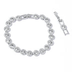 ZOEY Angelic Tennis Bracelet - 18K White Gold Plated 7.3-8.3in, 8mm (1/3 inch) Wide with Detachable Extender, Adjustable Women's Jewelry