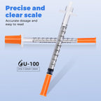 Insulin Syringe with Needle, 30G 5/16"(8mm) 0.5cc Inch, Individually Wrapped, Pack of 100