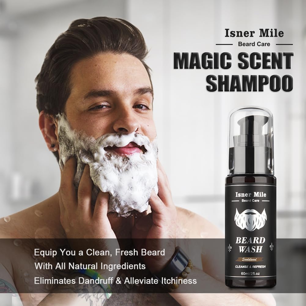 Beard Kit Birthday Gifts for Men Grooming & Care w/ Wash, Brush, Balm, Comb