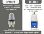 RP46074 Compatible with Delta 13/14 Series Bath Tub Shower Faucet Single Handle Universal MultiChoice Rough-in Valve Monitor Cartridge Repair Assembly Plumbing Parts