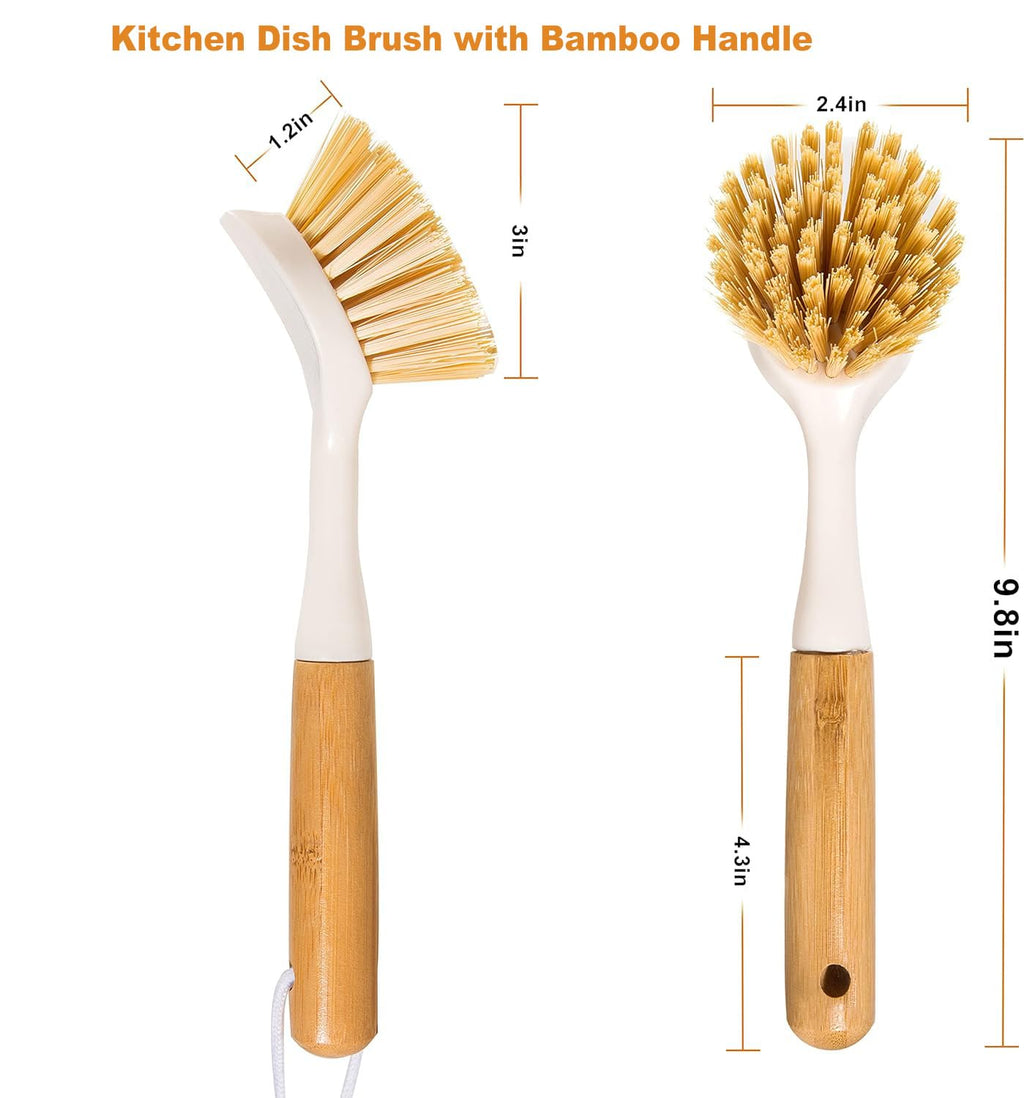 TEZZ 5 Pieces Cast Iron Cleaner Kit Include Stainless Steel Chainmail Scrubber, Dish Scrub Brush, Dual Sided Kitchen Dish Scrubber Sponge, Hot Handle Holder For Cleaning Cast Iron Skillets, Pot & Pans