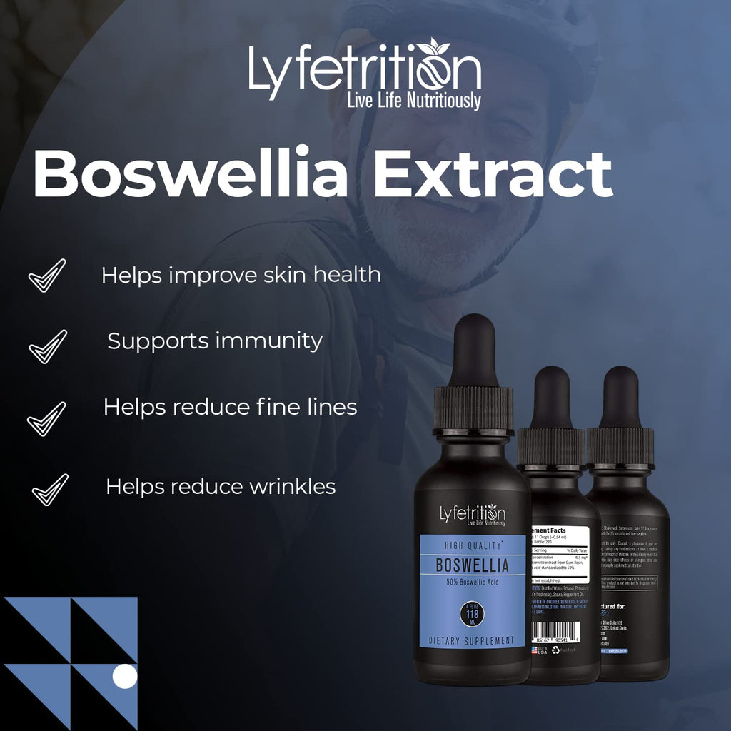 Lyfetrition Boswellia 455 mg, 4 Oz Liquid, 220 Servings, Made in USA, Quick Absorption, Quality Potent Ingredients, Third-Party Tested, Non-GMO, GMP Certified, Cruelty-Free