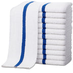 ZUPERIA Bar Mop Towels - 60 Pack (16"x19") - 100% Cotton High Absorbency Kitchen Towels – Reusable Dish Cloths, Quick-Dry Rags with Blue Stripe – Ideal for Restaurants, Cooks, Bartenders & Homes