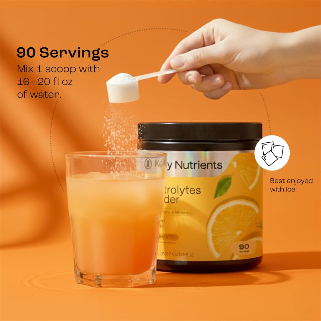 KEY NUTRIENTS Multivitamin Electrolytes Powder No Sugar - Tangy Orange Electrolyte Powder - Endurance & Energy Supplement - Hydration Powder - No Calories - 90 Servings - Made in USA