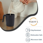 Wrova 16oz Wheat Straw Cups with handles set of 6-Plastic Cups Reusable-Unbreakable Kids Mugs-Dishwasher Safe & Microwave Safe-Ideal Plastic Mugs for Tea,Coffee,Camping,RV-Black